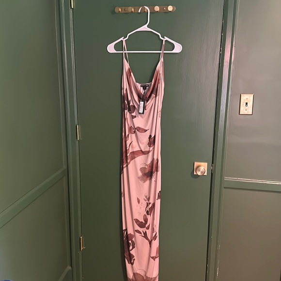 Maternity Beige Floral Printed Cowl Maxi Dress - Picture 5 of 6